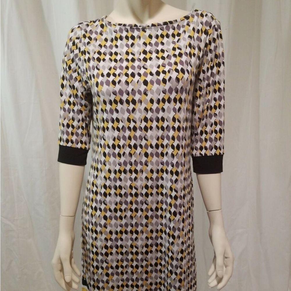 Liz Claiborne womens Black White Coral 3/4 sleeves career Dress Size small